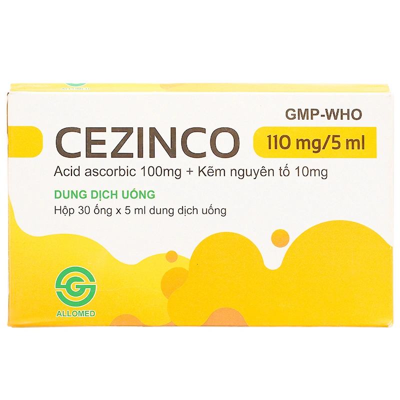 Dung dịch uống Cezinco 110mg/5ml Allomed phòng ngừa và điều trị thiếu vitamin C, thiếu kẽm hộp 30 ống - 3